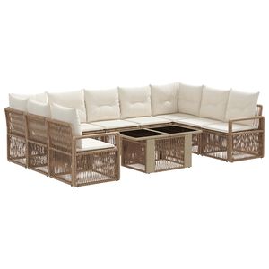 vidaXL Havesofa S&aelig;t 10 stk. Beige og cremehvid polyrattan