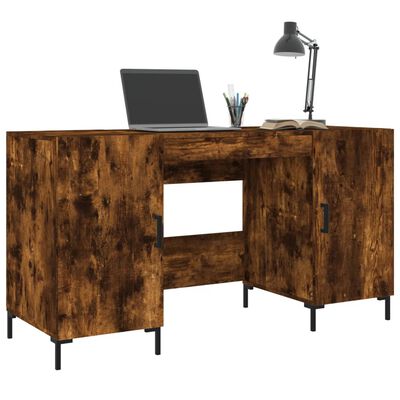 vidaXL skrivebord 140x50x75 cm konstrueret træ røget egetræsfarve