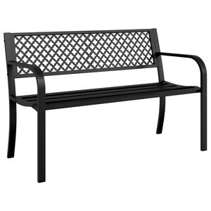 vidaXL haveb&aelig;nk 119 cm st&aring;l sort