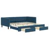 vidaXL daybed med udtr&aelig;k og skuffer 100x200 cm velour bl&aring;