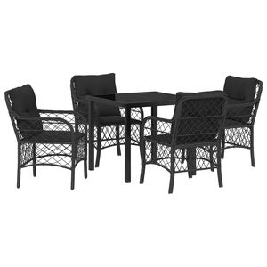vidaXL Have Spisebordss&aelig;t 5 stk. Sort polyrattan