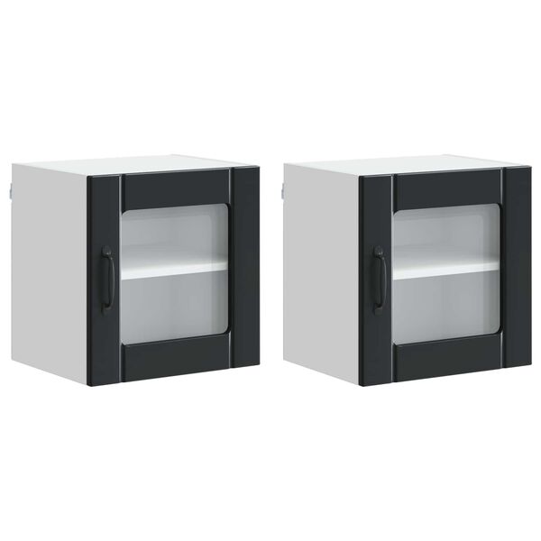 vidaXL K&oslash;kkenskab 2 pcs Sort 40 x 31 x 40 cm Konstrueret tr&aelig;