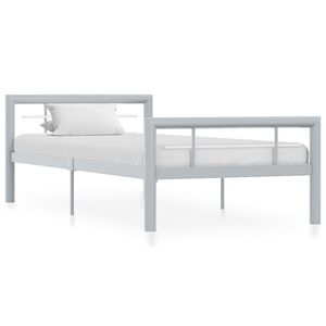 vidaXL sengestel 90x200 cm metal gr&aring; og hvid