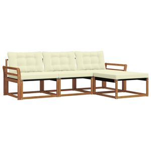 vidaXL Udend&oslash;rs sofagruppe med pude 4 pcs Naturlig og Fl&oslash;de