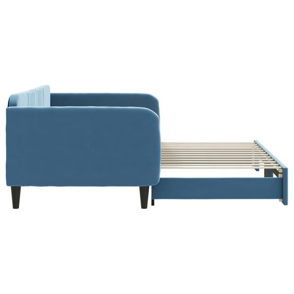 vidaXL daybed med udtr&aelig;k 100x200 cm velour bl&aring;