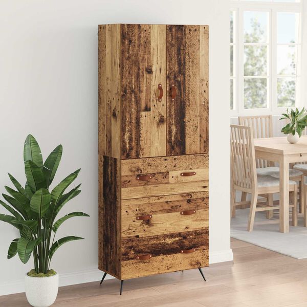vidaXL Highboard Gammelt tr&aelig; 69,5 x 34 x 180 cm Konstrueret tr&aelig;