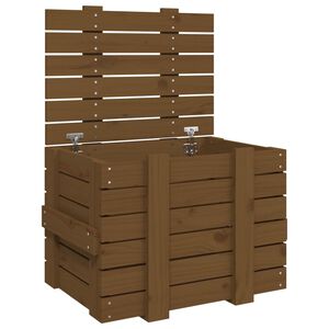 vidaXL opbevaringskasse 58x40,5x42 cm massivt fyrretr&aelig; gyldenbrun