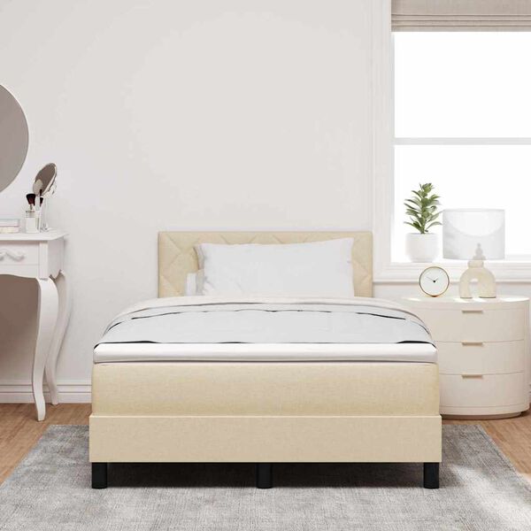 vidaXL Box spring seng med madras med LED Creme 120 x 190 cm Stof