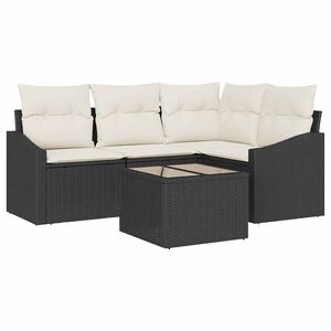 vidaXL Sofa S&aelig;t med pude 5 pcs Sort polyrattan