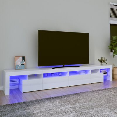 vidaXL tv-skab med LED-lys 260x36,5x40 cm hvid højglans