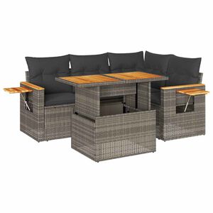 vidaXL sofas&aelig;t 5 dele med hynder polyrattan akacietr&aelig; gr&aring;