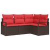 vidaXL Havesofa S&aelig;t med pude 4 pcs Brun og R&oslash;d polyrattan