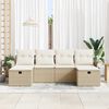 vidaXL Havesofa S&aelig;t med pude med opbevaring 6 pcs Beige Poly rattan