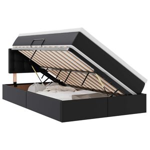 vidaXL Seng med opbevaring og madras Sort 120 x 190 cm Faux l&aelig;der