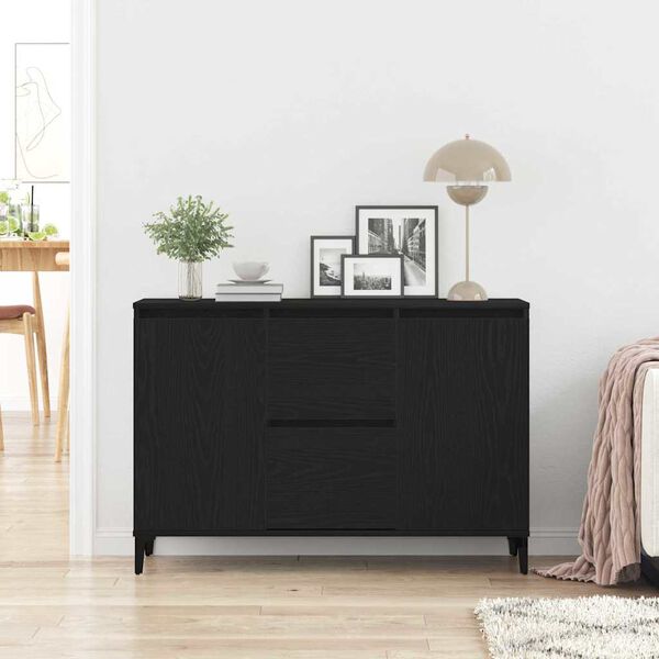 vidaXL Sideboard med skuffe Sort eg 104 x 35 x 70 cm Konstrueret tr&aelig;