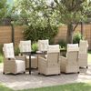 vidaXL Have Spisebordss&aelig;t med pude 7 pcs Beige polyrattan