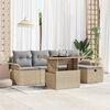 vidaXL Havesofa Sæt med pude med opbevaring 6 pcs Beige Poly rattan
