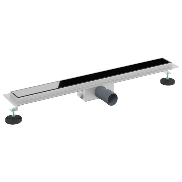 vidaXL Bruserafl&oslash;b med glasl&aring;g Sort 80 cm Rustfrit St&aring;l 304