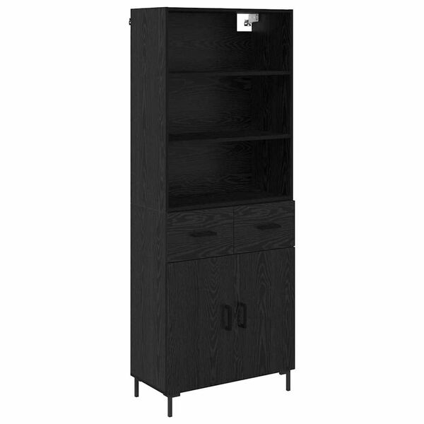 vidaXL Highboard med skuffe Sort eg 69,5 x 34 x 180 cm Konstrueret tr&aelig;