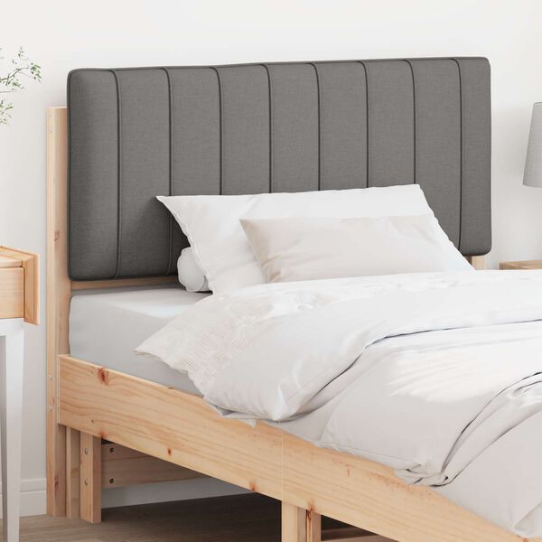 vidaXL Polstret sengegavl Brun og Lys Gr&aring; 100 cm Massiv fyrretr&aelig;