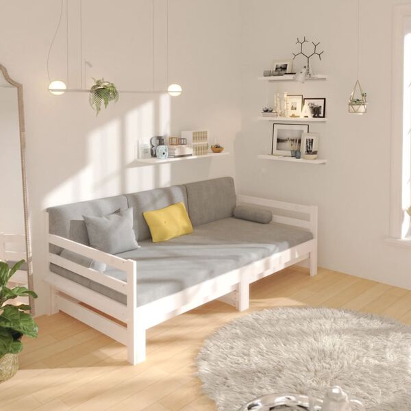 vidaXL daybed med udtr&aelig;k 2x(90x190) cm massivt fyrretr&aelig; hvid