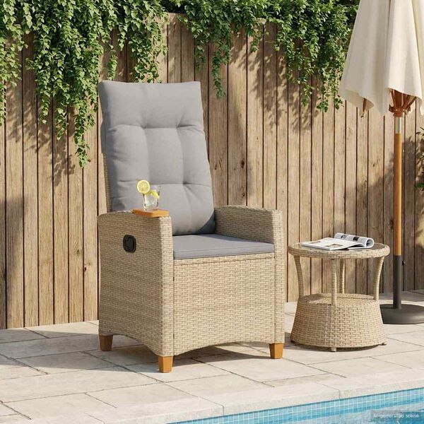 vidaXL L&aelig;nestol med teplade med pude 62 x 64 x 112 cm polyrattan