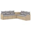 vidaXL Sofa S&aelig;t 7 stk. Beige og lys gr&aring; Poly Rattan og St&aring;l