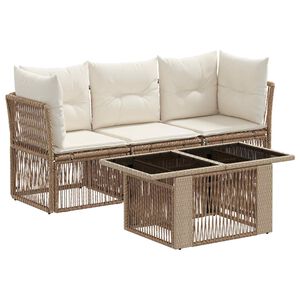 vidaXL Havesofa S&aelig;t 4 stk. Beige polyrattan