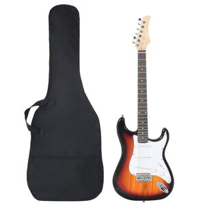 vidaXL elektrisk guitar til begyndere inkl. taske 4/4 39" brun hvid