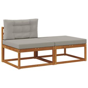 vidaXL Sektionel sofa enheder 2 Stk Naturfarvet Massivt Akacietr&aelig;