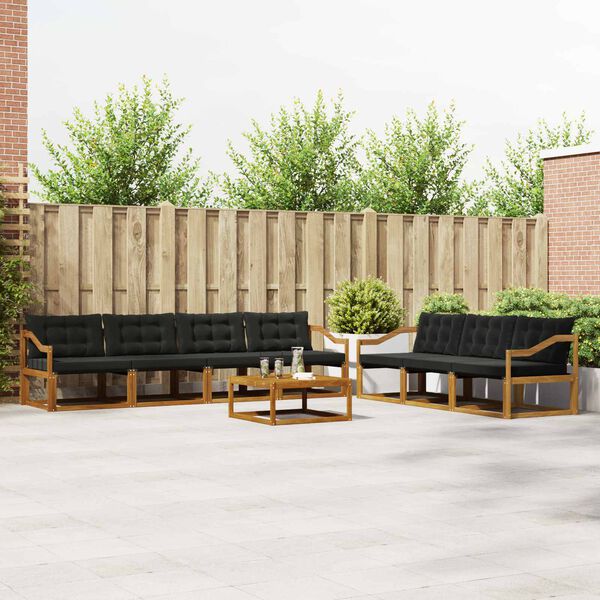 vidaXL Udend&oslash;rs sofagruppe med pude 8 pcs Naturlig og sort