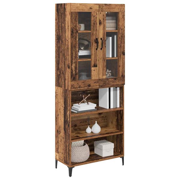 vidaXL Highboard Gammelt tr&aelig; 69,5 x 34 x 180 cm Konstrueret tr&aelig;