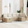 vidaXL Havesofa S&aelig;t med pude med opbevaring 6 pcs Beige Poly rattan