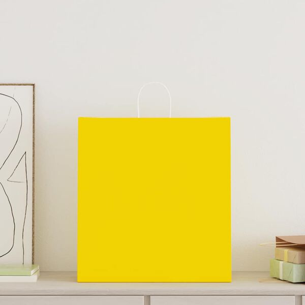 vidaXL papirposer 250 stk. med h&aring;ndtag 45x17x48 cm gul