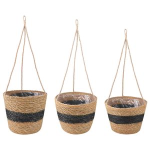 vidaXL 3 stk. Naturfarvet og sort &Oslash;26 x 19 cm 100% S&oslash;gr&aelig;s