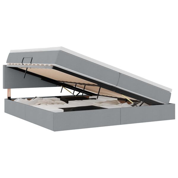 vidaXL Seng med opbevaring og madras med madras Lysegr&aring; 200 x 200 cm