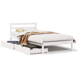 vidaXL sengeramme uden madras 75x190 cm massivt fyrretr&aelig; hvid