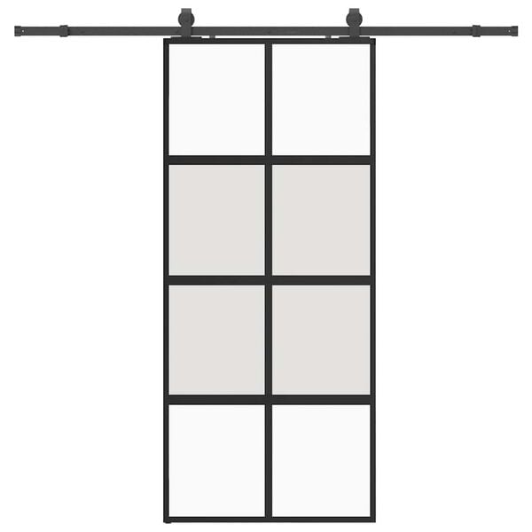 vidaXL skyded&oslash;r med hardwares&aelig;t 90x205 cm h&aelig;rdet glas sort
