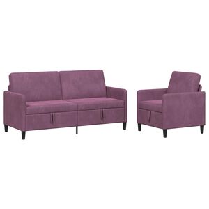 vidaXL Sofa s&aelig;t med opbevaring 2 stk. Lilla Polyester