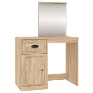 vidaXL makeupbord med spejl 90x50x132,5 cm konstrueret tr&aelig; sonoma-eg
