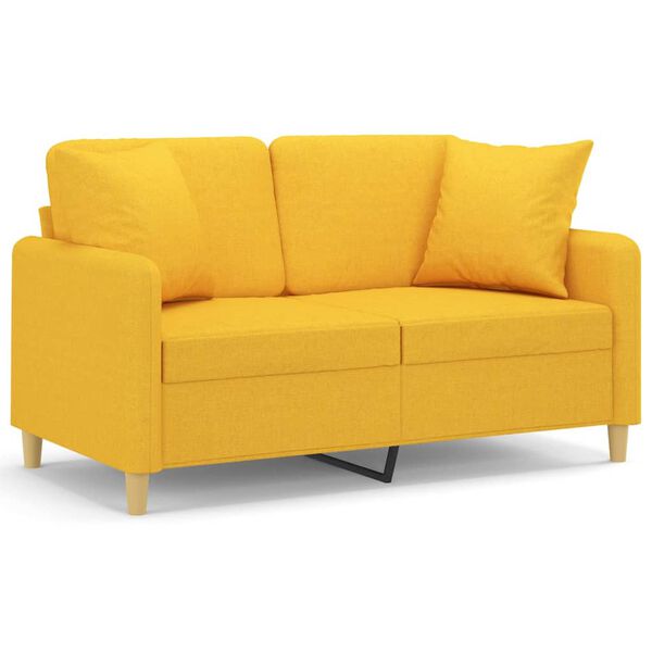 vidaXL 2-personers sofa med puder og hynder 120 cm stof lysegul