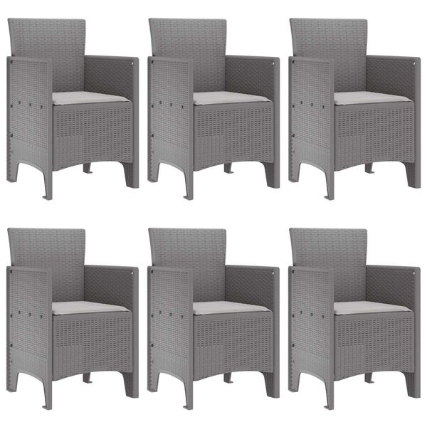 vidaXL Have Spisebordss&aelig;t 7 pcs Lysegr&aring; Polt rattan