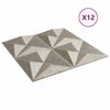 vidaXL V&aelig;gpaneler 12 pcs Origami Beton 50 x 50 cm XPS Skum
