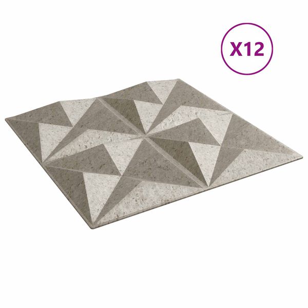 vidaXL V&aelig;gpaneler 12 pcs Origami Beton 50 x 50 cm XPS Skum