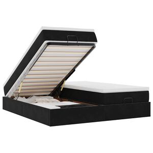 vidaXL osmannisk sengeramme med madrasser 160x200 cm fl&oslash;jl sort