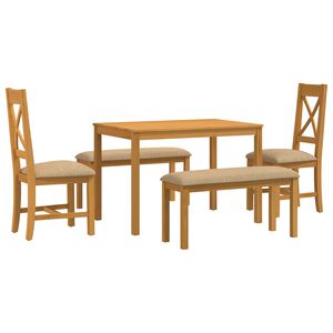 vidaXL Spisestues&aelig;t 5 stk. Beige Massivt Eg Tr&aelig;