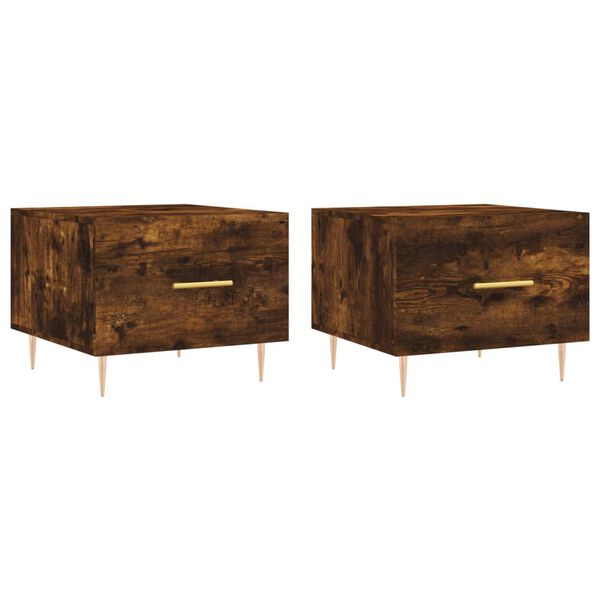 vidaXL sofaborde 2 stk. 50x50x40 cm konstrueret tr&aelig; r&oslash;get egetr&aelig;sfarve