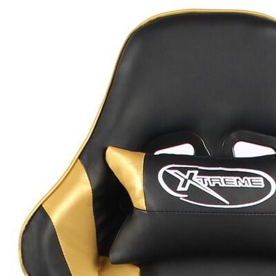 vidaXL drejelig gamingstol med fodstøtte PVC guldfarvet