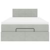 vidaXL ottoman seng med madras & LEDs 120x190cm fl&oslash;jl lysegr&aring;