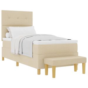 vidaXL Box spring seng med hovedg&aelig;rde Creme 190 x 90 cm Stof